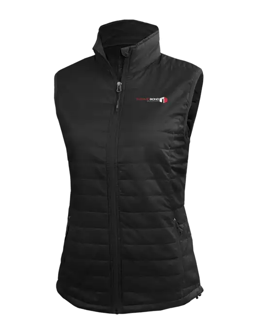 Womens Packable Black Puffy Vest w/Thermo Bond Logo