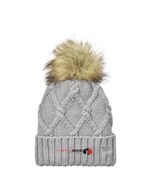 New Era Light Grey Faux Fur Pom Beanie w/Thermo Bond Logo
