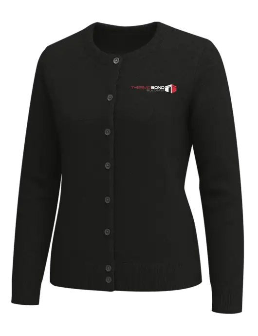 Brooks Brothers Womens Black Washable Merino Cardigan Sweater w/Thermo Bond Logo