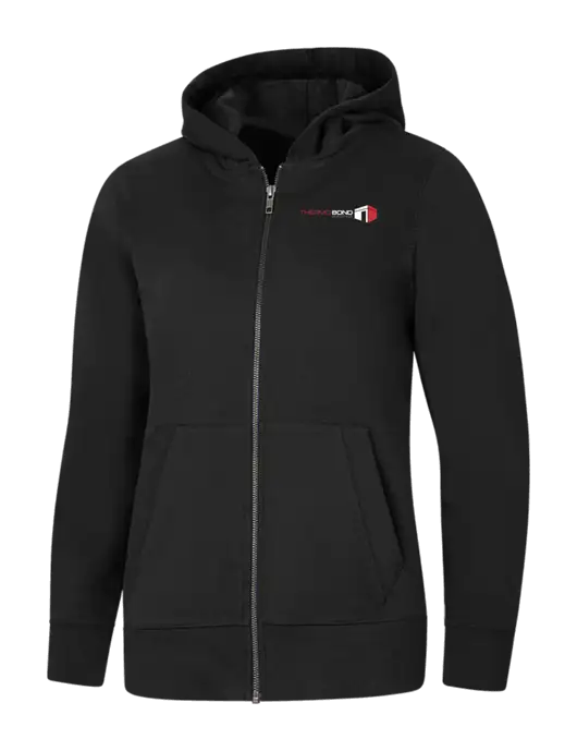 Womens Black Re-Fleece Full-Zip Hoodie w/Thermo Bond Logo