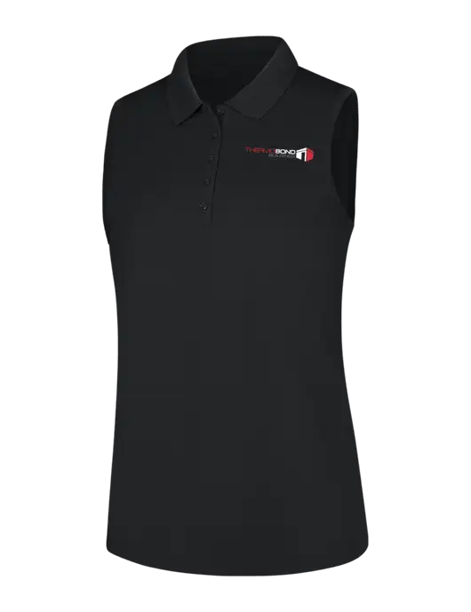 Womens Black Dry Zone UV Micro-Mesh Sleeveless Polo w/Thermo Bond Logo