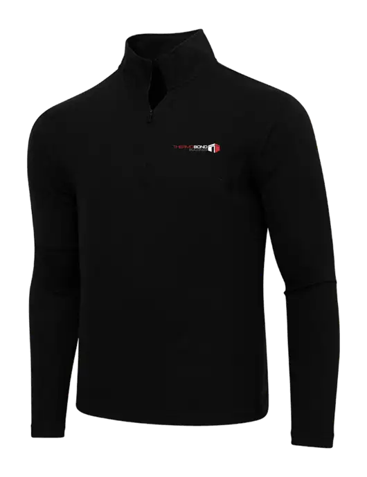 Adidas  Black Melange 3 Stripes Quarter Zip Sweater w/Thermo Bond Logo