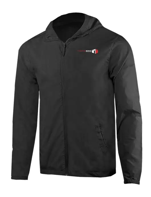 Rainy Day Ultra Lightweight Black Windbreaker Full-Zip Jacket w/Thermo Bond Logo