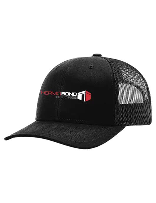 Richardson 112+ R-Flex Black Trucker Cap w/Black Mesh w/Thermo Bond Logo
