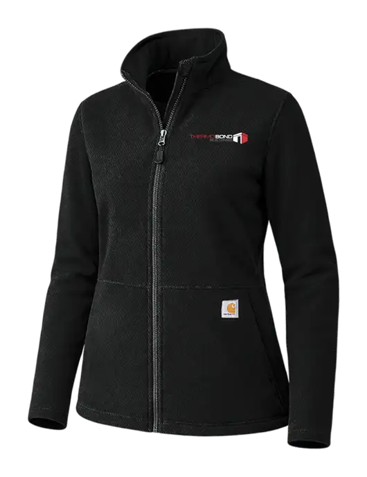 Carhartt Womens Black Textured Full-Zip Fleece Jacket w/Thermo Bond Logo