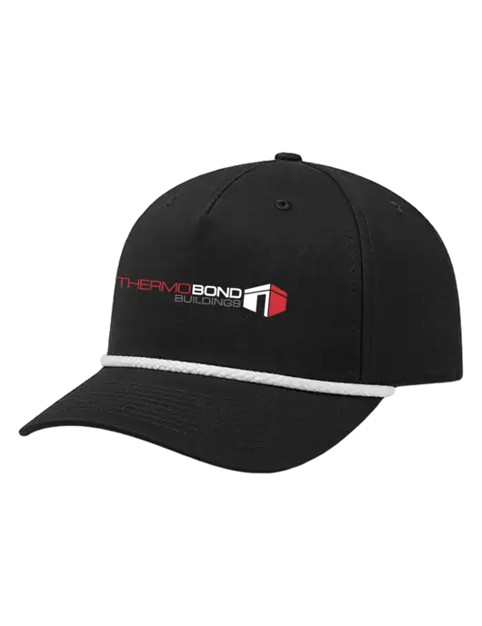 Richardson 5-Panel Classic Black/White Rope Cap w/Thermo Bond Logo
