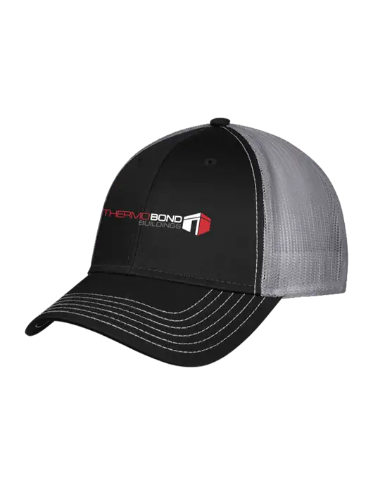 Black & Grey Mesh Trucker Cap Snap Back w/Thermo Bond Logo