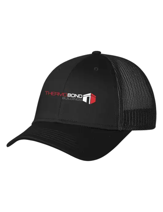 Black Mesh Trucker Cap Snap Back w/Thermo Bond Logo