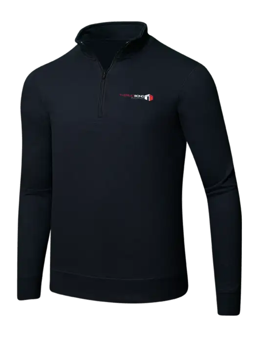 Jet Black 8.5 oz Ring Spun 1/4 Zip Pullover Sweatshirt w/Thermo Bond Logo