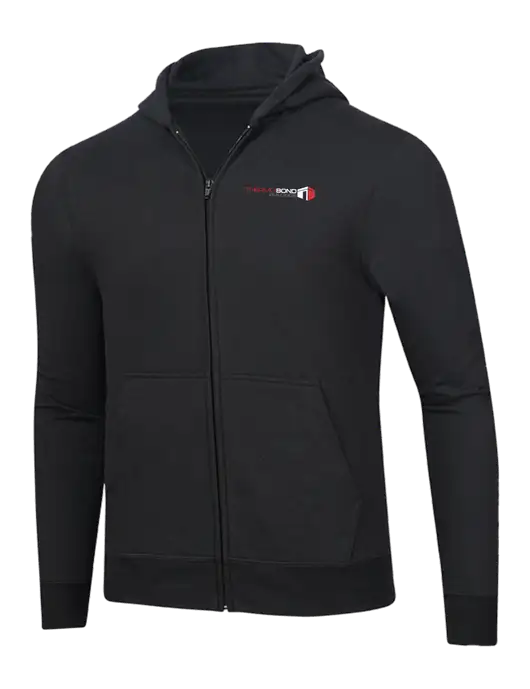 Jet Black 8.5 oz Ring Spun Zip Hooded Sweatshirt w/Thermo Bond Logo
