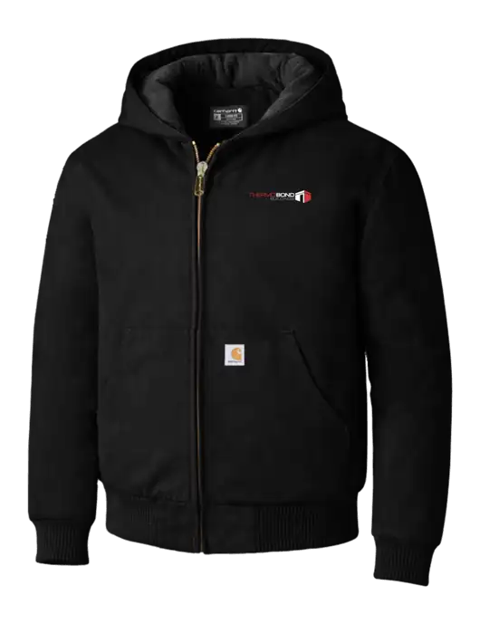 Carhartt Black Quilted-Flannel-Lined Duck Active Jacket w/Thermo Bond Logo
