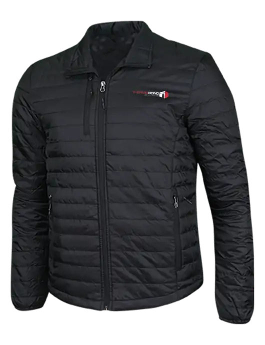 Deep Black Puffy Packable Jacket w/Thermo Bond Logo