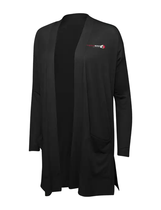Black Womens Concept Long Pocket Cardigan w/Thermo Bond Logo