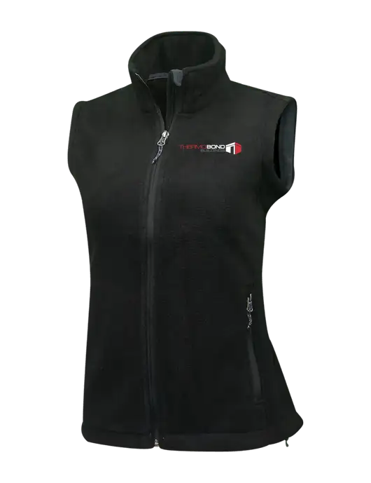 Womens Black Fleece Vest w/Thermo Bond Logo