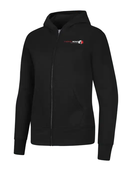 Jet Black Womens Core Fleece Full-Zip Hooded Sweatshirt w/Thermo Bond Logo