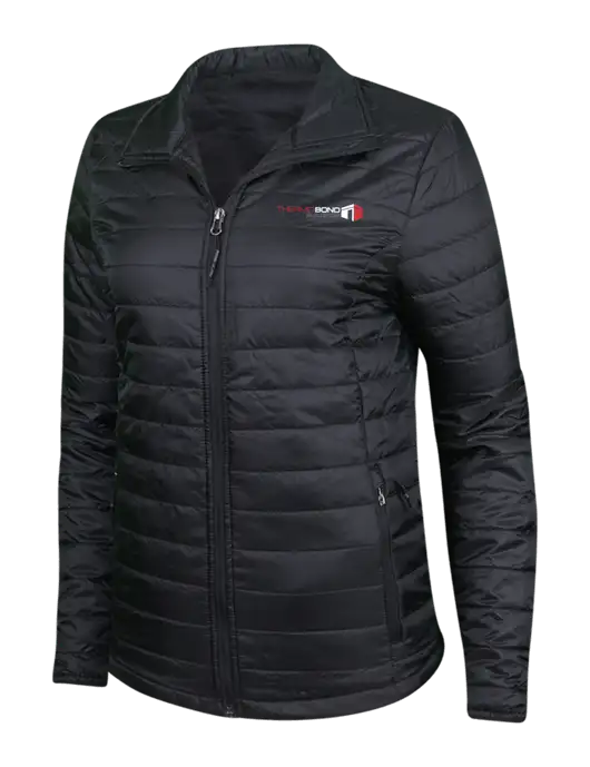 Womens Black Puffy Packable Jacket w/Thermo Bond Logo