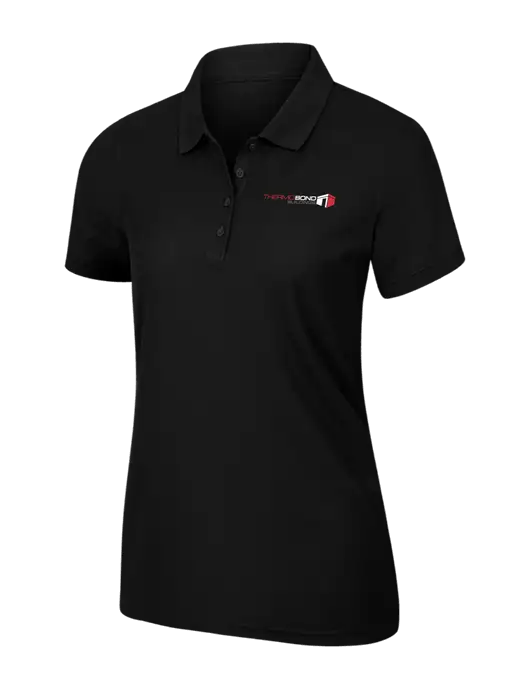Womens Black Core Classic Pique Polo w/Thermo Bond Logo