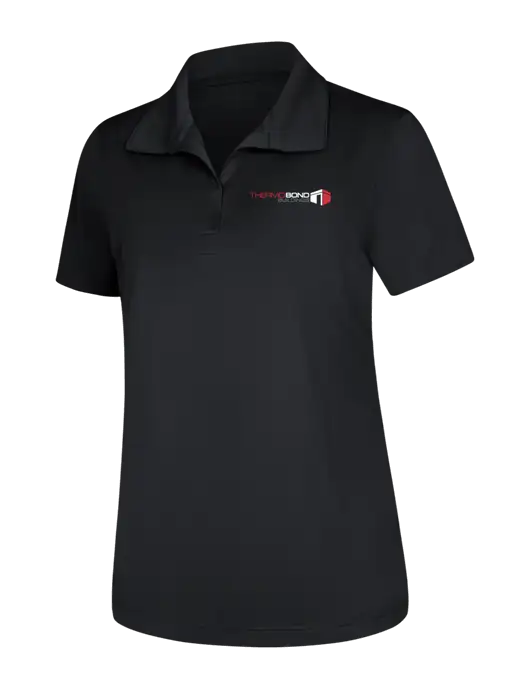 Womens Black Micropique Sport-Wick Polo w/Thermo Bond Logo