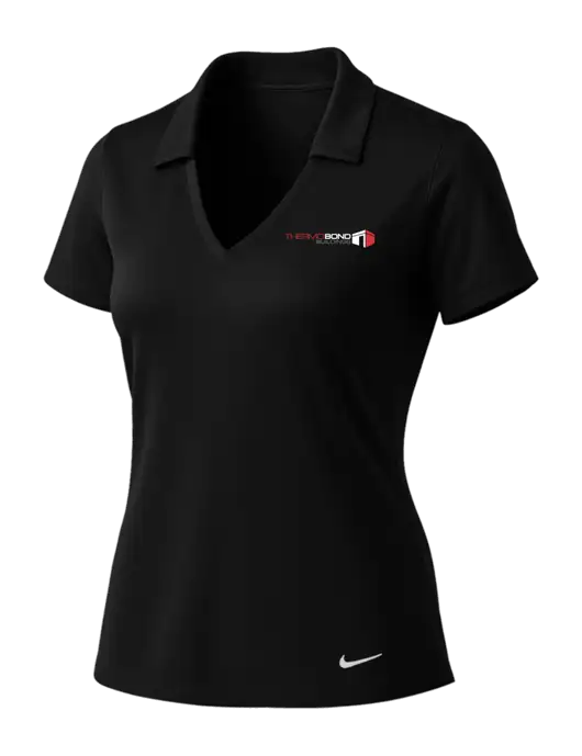 NIKE Black Womens Dri-Fit Vertical Mesh Polo w/Thermo Bond Logo
