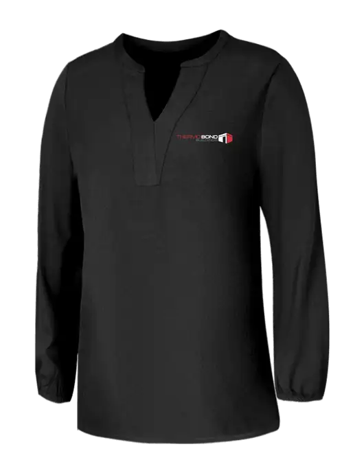 Mercer+Mettle Womens Deep Black Stretch Crepe 3/4 Sleeve Blouse w/Thermo Bond Logo