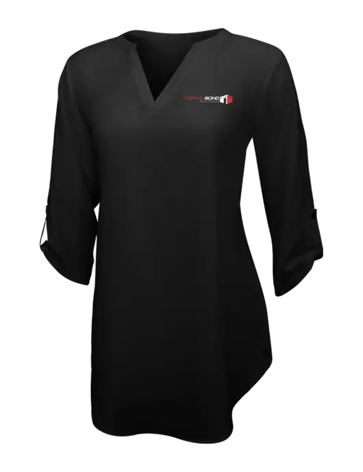 Womens Black 3/4 Sleeve Tunic Blouse w/Thermo Bond Logo