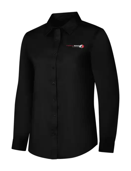 Womens Black Long Sleeve Superpro React Twill Shirt w/Thermo Bond Logo