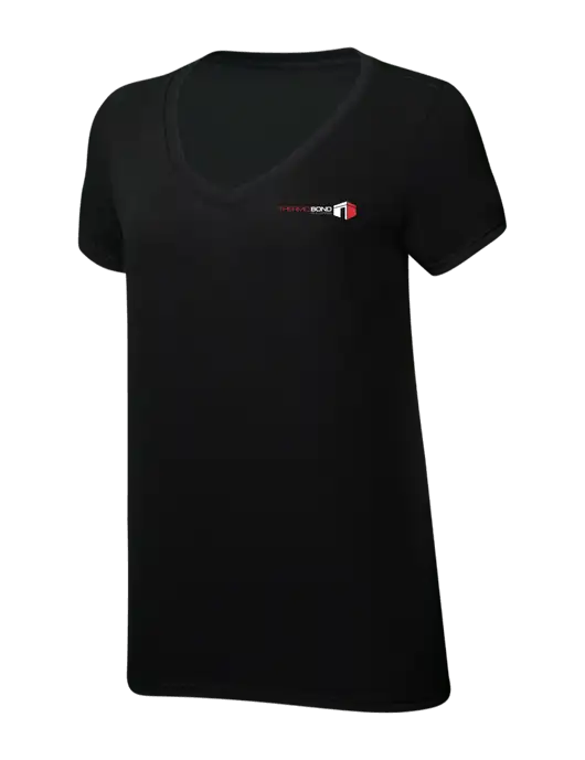 Womens Simply Soft V-Neck Black 4.5oz  Poly/Combed Ring Spun Cotton T-Shirt w/Thermo Bond Logo
