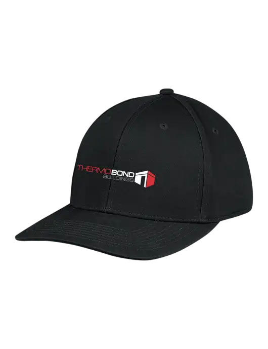 Premium Modern Structured Twill Black Snapback Cap w/Thermo Bond Logo