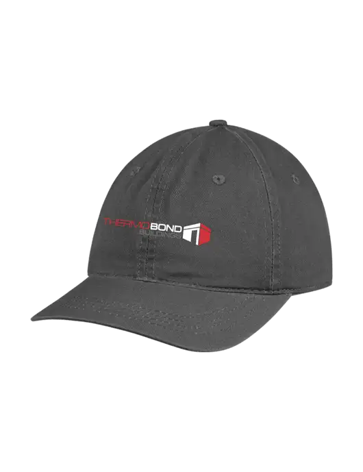 Garment Washed Unstructured Twill Charcoal Cap w/Thermo Bond Logo