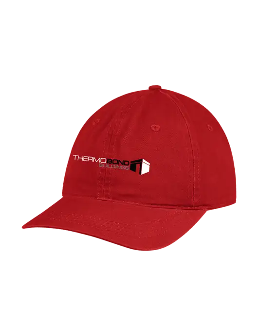 Garment Washed Unstructured Twill Red Cap w/Thermo Bond Logo
