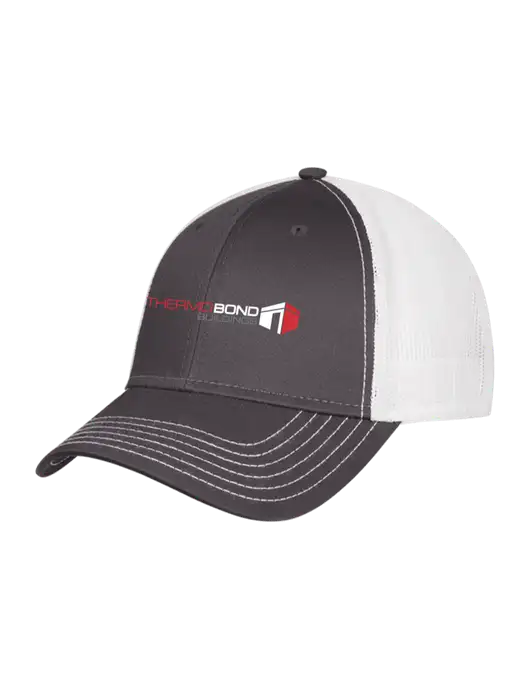 Dark Grey/White Mesh Trucker Cap Snap Back w/Thermo Bond Logo